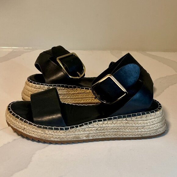 EOS Larah Wedge Espadrille Platform Black Sandal Size 8.5 (39) - Picture 5 of 16